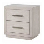 Comodino Royal Hampton, USB e LED, 2 Cassetti Maniglie Cromate, Grigio Chiaro