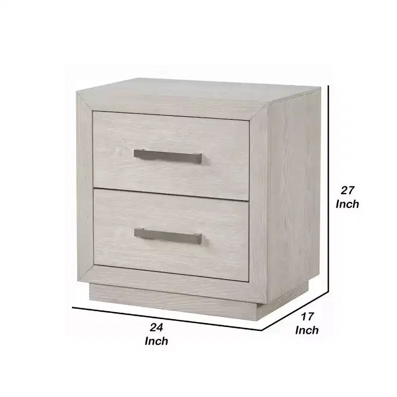 Comodino Royal Hampton, USB e LED, 2 Cassetti Maniglie Cromate, Grigio Chiaro