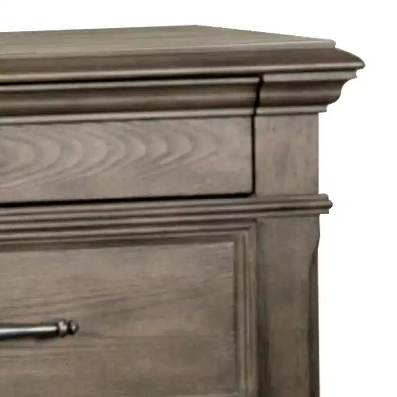 Comodino Royal Hampton, USB e LED, 2 Cassetti Maniglie Cromate, Grigio Chiaro