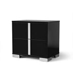 Comodino Royal Hampton, Legno Nero Lucido con Finitura UV, 2 Cassetti, 24 Pollici
