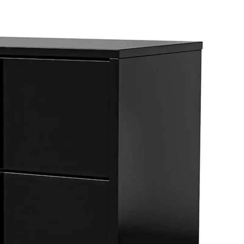 Comodino Royal Hampton, Legno Nero Lucido con Finitura UV, 2 Cassetti, 24 Pollici