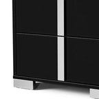 Comodino Royal Hampton, Legno Nero Lucido con Finitura UV, 2 Cassetti, 24 Pollici