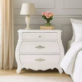 Royal Hampton Nightstand, 3 Drawers, White Solid Wood, Metal Handles, 31 Inch