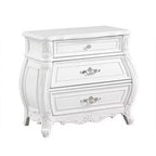 Comodino Royal Hampton, 3 cassetti, legno massello bianco, maniglie in metallo, 79 cm