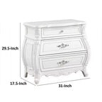 Comodino Royal Hampton, 3 cassetti, legno massello bianco, maniglie in metallo, 79 cm