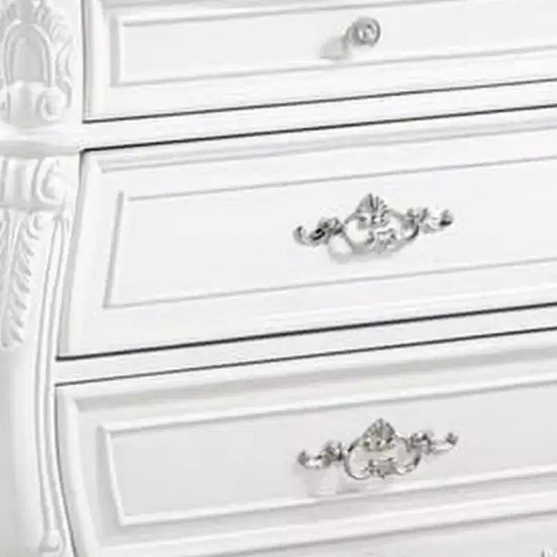 Comodino Royal Hampton, 3 cassetti, legno massello bianco, maniglie in metallo, 79 cm