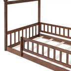 Struttura letto in legno per materasso singolo/una piazza e mezza, lettino a forma di casetta con recinzione per bambini/e, ragazzi/e