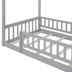 Struttura letto in legno per materasso singolo/una piazza e mezza, lettino a forma di casetta con recinzione per bambini/e, ragazzi/e