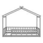 Struttura letto in legno per materasso singolo/una piazza e mezza, lettino a forma di casetta con recinzione per bambini/e, ragazzi/e