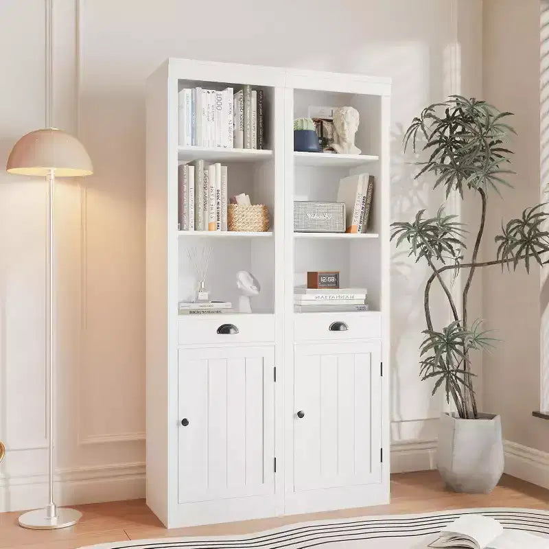 Libreria alta Acekool 71 con armadietto, libreria a 3 ripiani e vano portaoggetti regolabile, organizer moderno