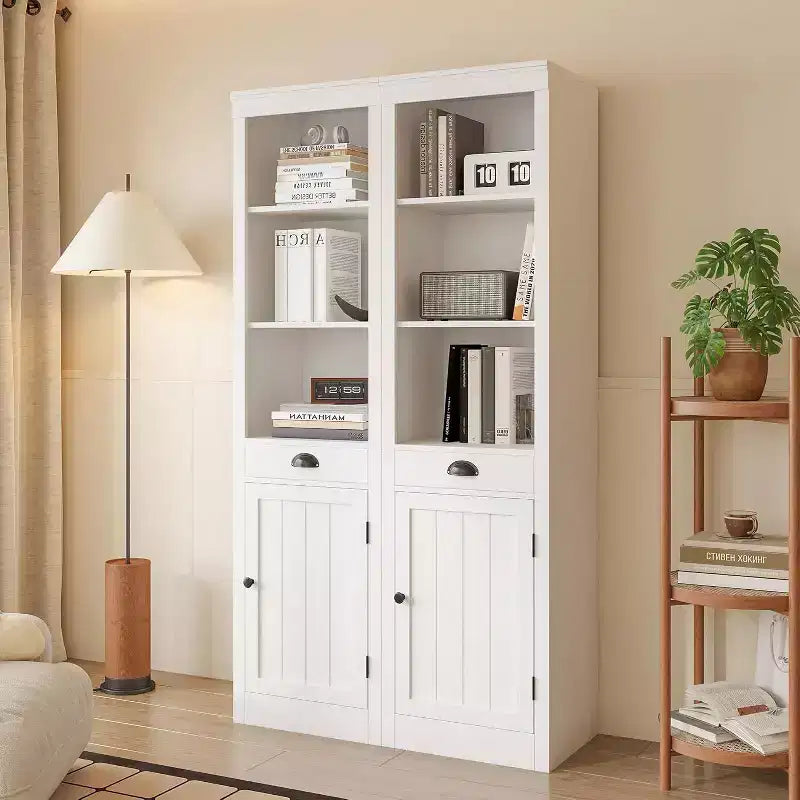 Libreria alta Acekool 71 con armadietto, libreria a 3 ripiani e vano portaoggetti regolabile, organizer moderno