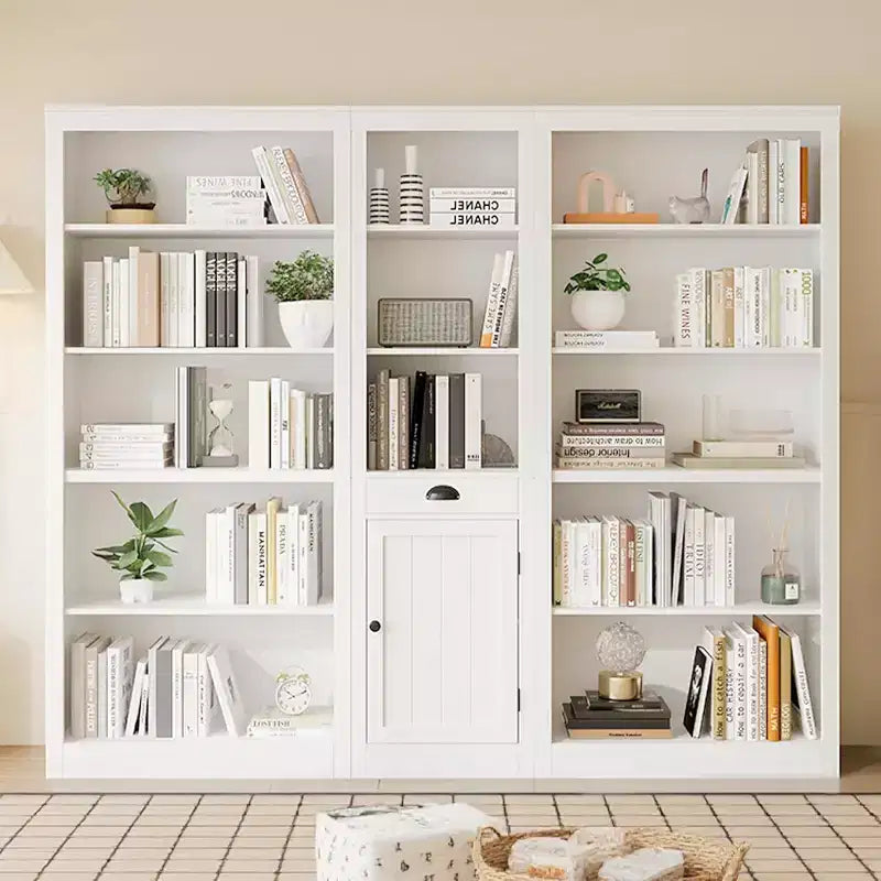 Libreria alta Acekool 71 con armadietto, libreria a 3 ripiani e vano portaoggetti regolabile, organizer moderno
