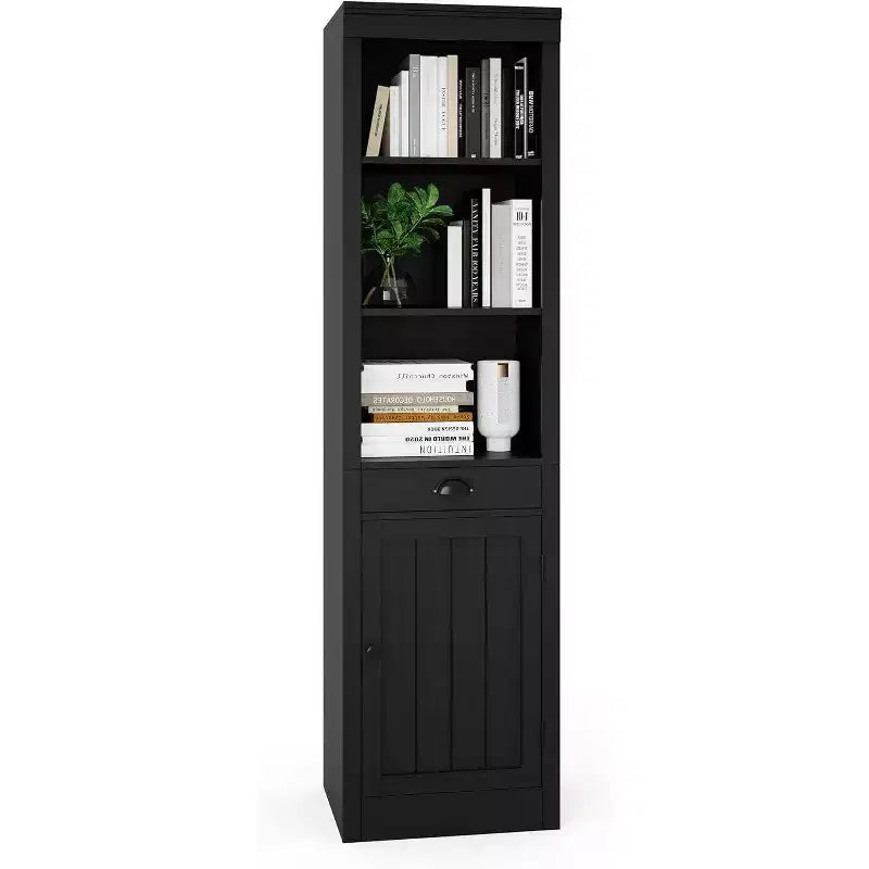 Libreria alta Acekool 71 con armadietto, libreria a 3 ripiani e vano portaoggetti regolabile, organizer moderno
