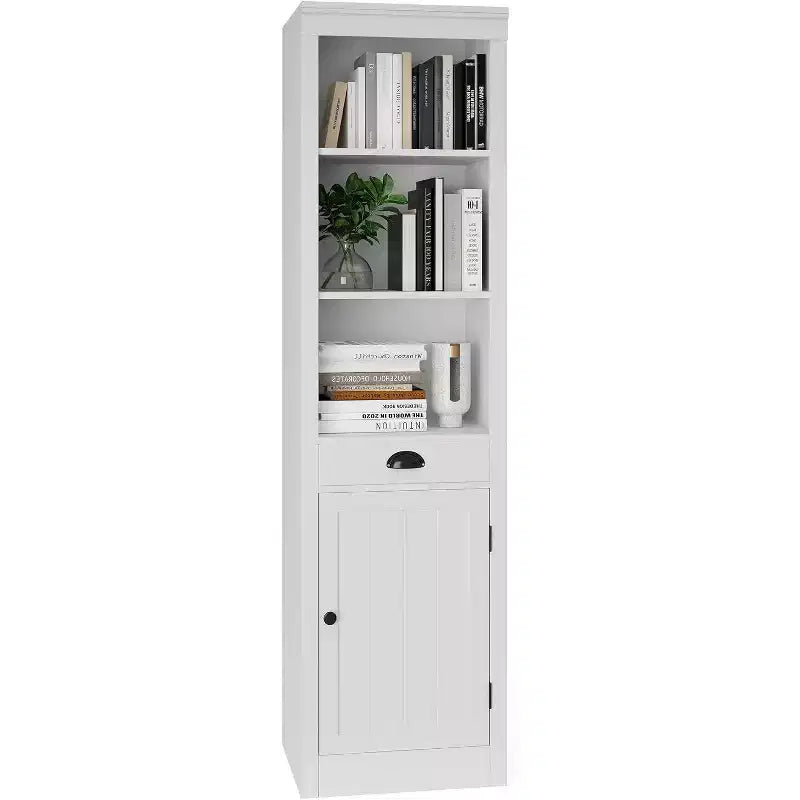Libreria alta Acekool 71 con armadietto, libreria a 3 ripiani e vano portaoggetti regolabile, organizer moderno