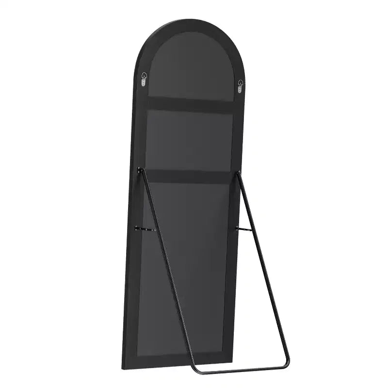HomeRoots 67 Specchio a figura intera incorniciato in metallo nero, ad arco, da terra e da parete