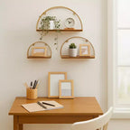 Set di 3 vasi moderni in ceramica con supporti in legno, design rotondo a coste, vasi decorativi rialzati per interni con supporto durevole