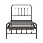 Telaio letto singolo Okak, telaio letto a piattaforma in metallo con testiera e robusto supporto a doghe per camera da letto, soggiorno, nero