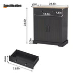Mobile dispensa nero moderno con 2 ante e cassetto, mobiletto contenitore con ripiano regolabile, credenza da bar in legno per soggiorno