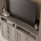 Mobile TV Famapy grigio con ripiani multi-contenitore, librerie e armadietti grandi, adatto per TV fino a 70 pollici, centro multimediale per soggiorno