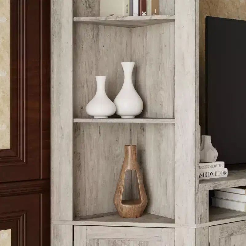 Mobile TV Famapy grigio con ripiani multi-contenitore, librerie e armadietti grandi, adatto per TV fino a 70 pollici, centro multimediale per soggiorno