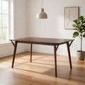 Royal Hampton Dining Table, 59 Inch Rectangular Top, Angled Legs, Brown Solid Wood