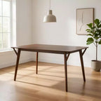 Royal Hampton Dining Table, 59 Inch Rectangular Top, Angled Legs, Brown Solid Wood