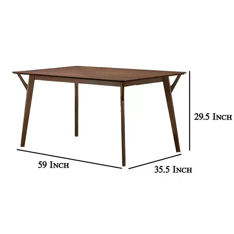 Tavolo da pranzo Royal Hampton, piano rettangolare da 150 cm, gambe angolari, legno massello marrone