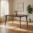 Tavolo da pranzo Royal Hampton, piano rettangolare da 150 cm, gambe angolari, legno massello marrone