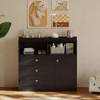 Comò fasciatoio per neonati 3 in 1, cassettiera per cameretta in legno con 3 cassetti e armadietto per vestiti e pannolini
