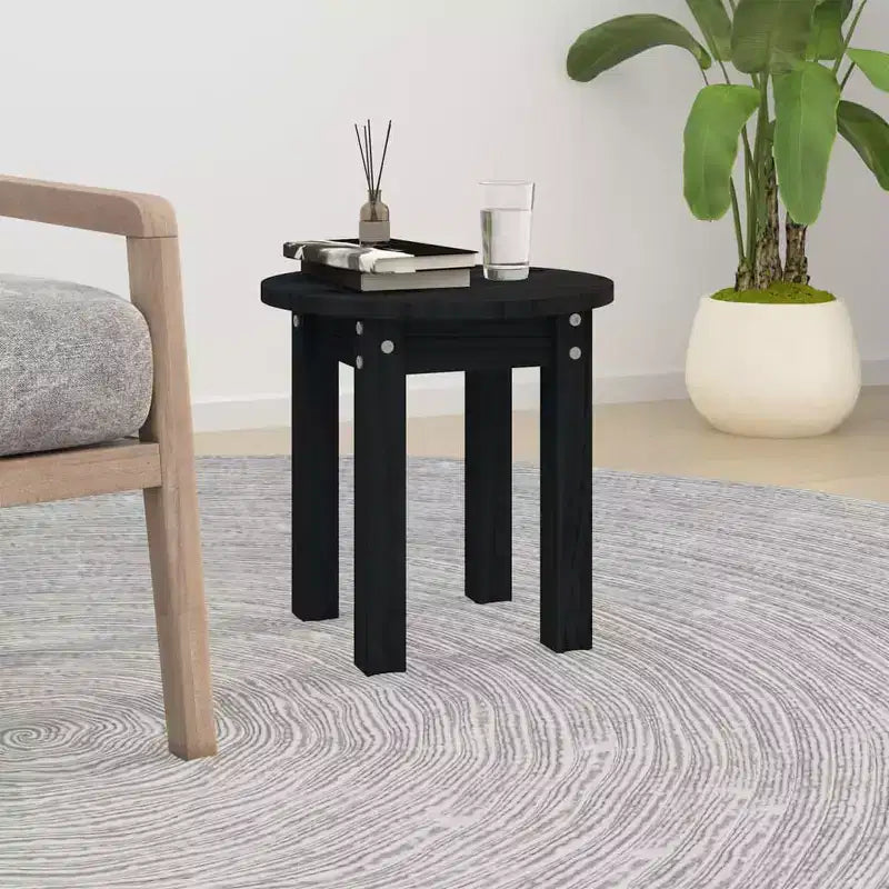 Clihome Solid Pine Coffee Table, Elegant Round Side Table with Matte Finish for Versatile Home Decor