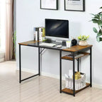 FurnitureR 47.2 Computer Desk with Side Shelves, Industrial Style Gaming Desk with Metal Frame, Home Office Workstation with Storage for PC, Laptop