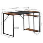 FurnitureR Scrivania per computer da 120 cm con ripiani laterali, scrivania da gaming in stile industriale con struttura in metallo, workstation per ufficio domestico con spazio di archiviazione per PC, laptop