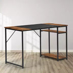 FurnitureR Scrivania per computer da 120 cm con ripiani laterali, scrivania da gaming in stile industriale con struttura in metallo, workstation per ufficio domestico con spazio di archiviazione per PC, laptop