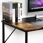 FurnitureR Scrivania per computer da 120 cm con ripiani laterali, scrivania da gaming in stile industriale con struttura in metallo, workstation per ufficio domestico con spazio di archiviazione per PC, laptop