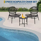 Set tavolo da pranzo e sedie, tre pezzi, mobili moderni in rattan, adatto per l'uso in sala da pranzo, soggiorno, giardino o balcone.