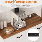 71 Dispensa con Stazione di Ricarica, Mobile Dispensa da Cucina con Cassetti e Piano di Lavoro, Mobile Dispensa da Cucina Stile Rustico