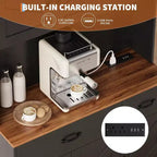 71 Dispensa con Stazione di Ricarica, Mobile Dispensa da Cucina con Cassetti e Piano di Lavoro, Mobile Dispensa da Cucina Stile Rustico