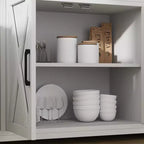 Credenza a 4 ante, mobile contenitore moderno in stile fattoria, credenza grande e moderna in legno in stile fattoria