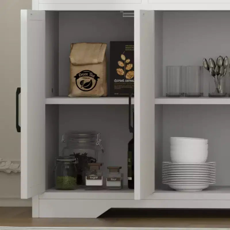 Credenza a 4 ante, mobile contenitore moderno in stile fattoria, credenza grande e moderna in legno in stile fattoria
