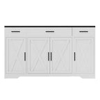Credenza a 4 ante, mobile contenitore moderno in stile fattoria, credenza grande e moderna in legno in stile fattoria