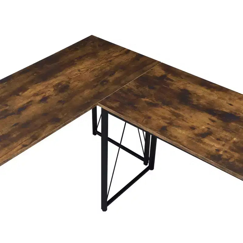 Scrivania a L HomeStock in legno composito colore grigio, altezza 29,25 pollici, con cassetto classificatore