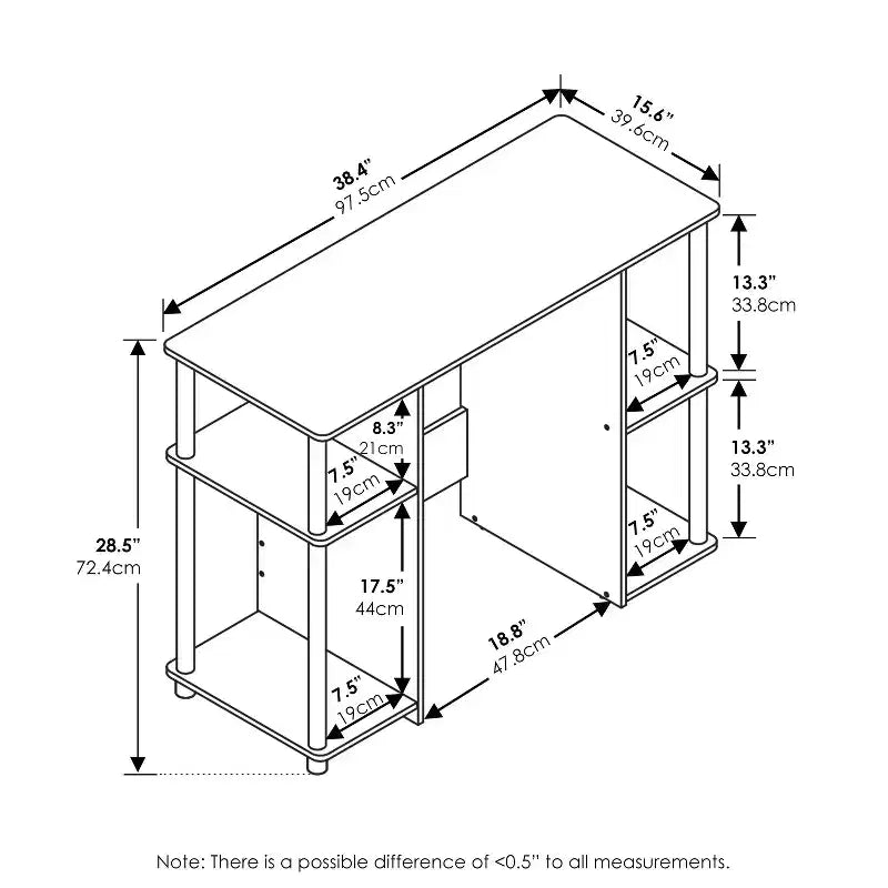 HomeStock Scrivanie da Computer in Legno di Paulownia Marrone H 76 cm con Vetrina Contenitore
