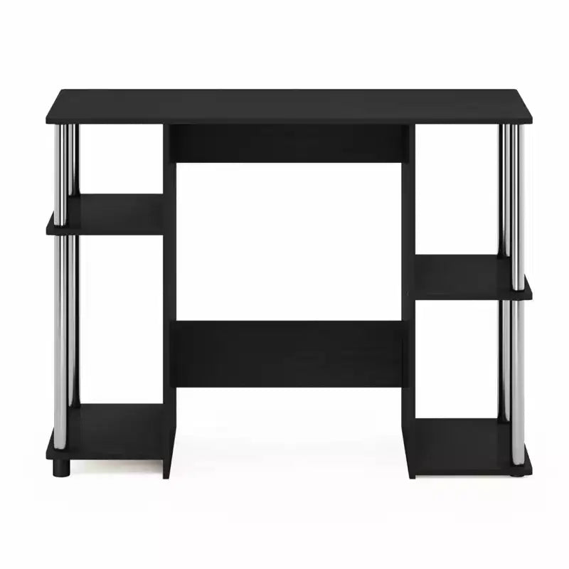 HomeStock Scrivanie da Computer in Legno di Paulownia Marrone H 76 cm con Vetrina Contenitore