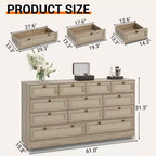 GustoWave Cassettiera in Legno Massello con 12 Cassetti in Rattan, Comò da Fattoria a 61 cassetti per Camera da Letto, Anti-ribaltamento Pesante