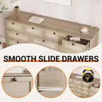 GustoWave Cassettiera in Legno Massello con 12 Cassetti in Rattan, Comò da Fattoria a 61 cassetti per Camera da Letto, Anti-ribaltamento Pesante