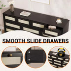 GustoWave Cassettiera in Legno Massello con 12 Cassetti in Rattan, Comò da Fattoria a 61 cassetti per Camera da Letto, Anti-ribaltamento Pesante