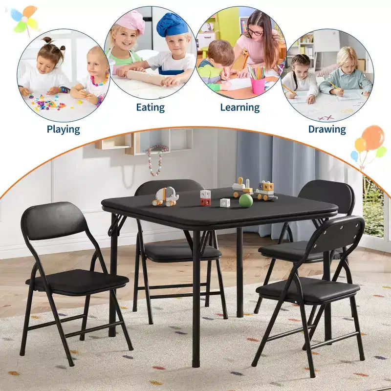Set di 5 Tavolo e Sedie Pieghevoli per Bambini, Set di Tavolo e Sedie per Attività per Neonati e Bambini per Sala da Pranzo, Asili Nido, Aule