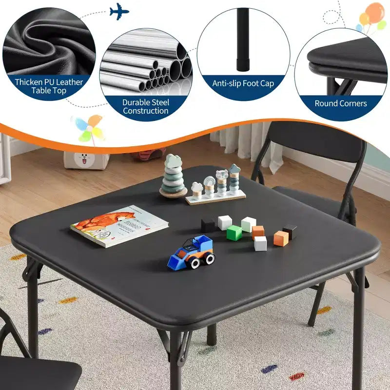 Set di 5 Tavolo e Sedie Pieghevoli per Bambini, Set di Tavolo e Sedie per Attività per Neonati e Bambini per Sala da Pranzo, Asili Nido, Aule