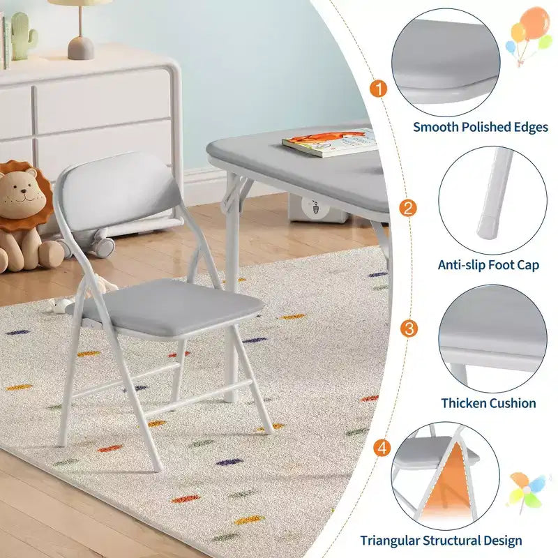 Set di 5 Tavolo e Sedie Pieghevoli per Bambini, Set di Tavolo e Sedie per Attività per Neonati e Bambini per Sala da Pranzo, Asili Nido, Aule