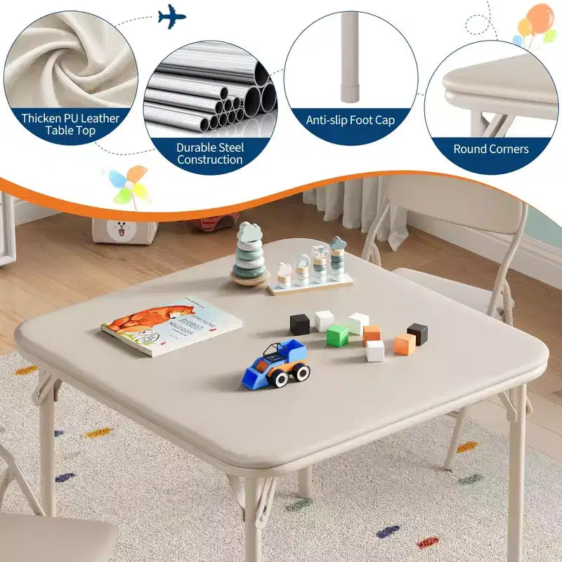 Set di 5 Tavolo e Sedie Pieghevoli per Bambini, Set di Tavolo e Sedie per Attività per Neonati e Bambini per Sala da Pranzo, Asili Nido, Aule